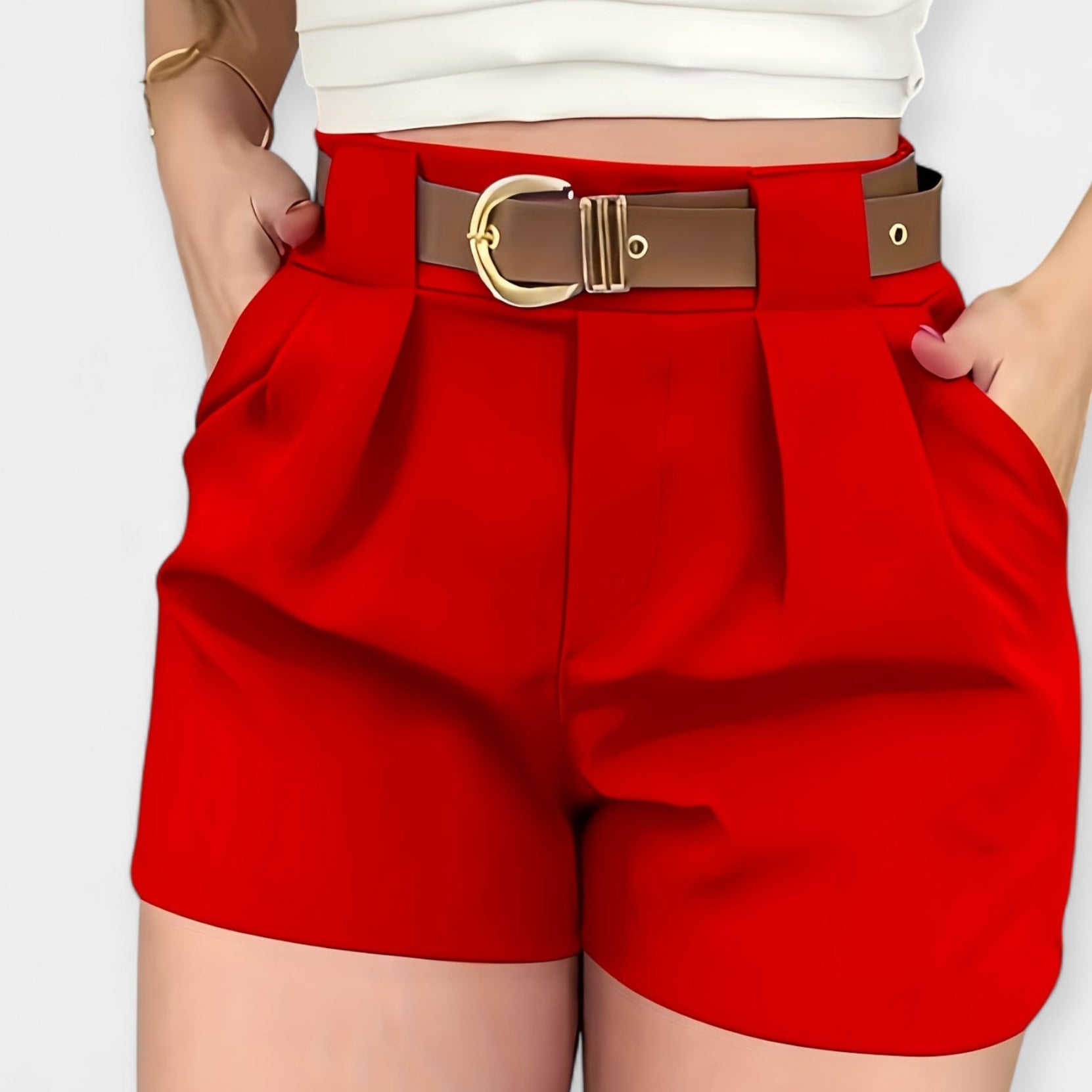 Witte Plissé Shorts