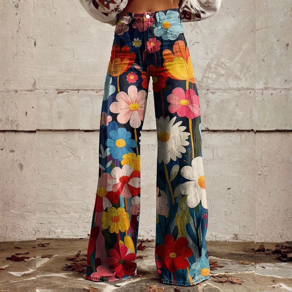 Léna - Bloemen wijde broek