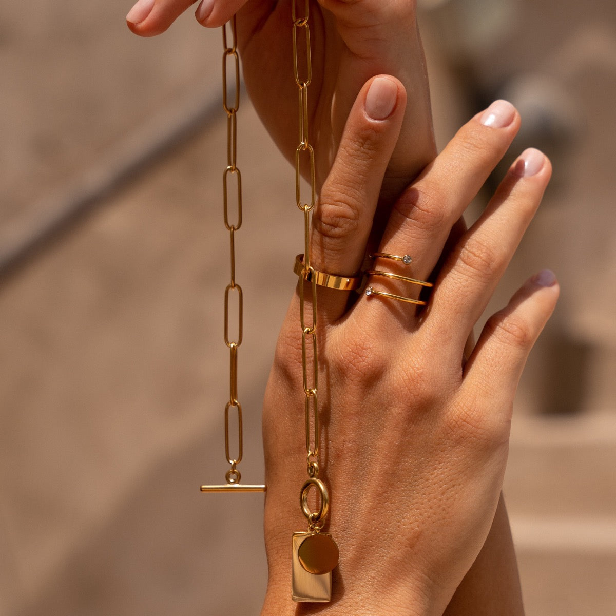 Gouden Ketting met Rechthoekige Sluiting