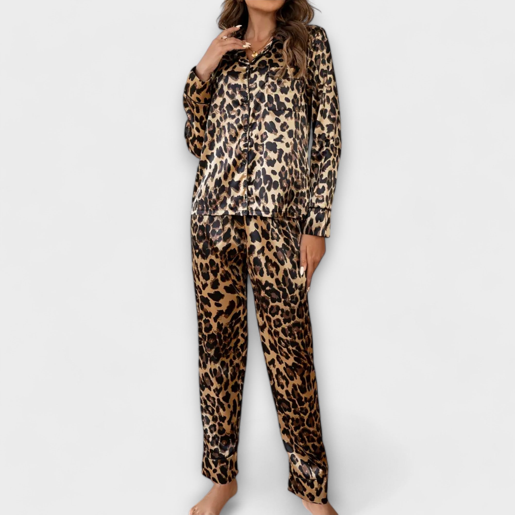 Leopardprint Satijnen Pyjama Set