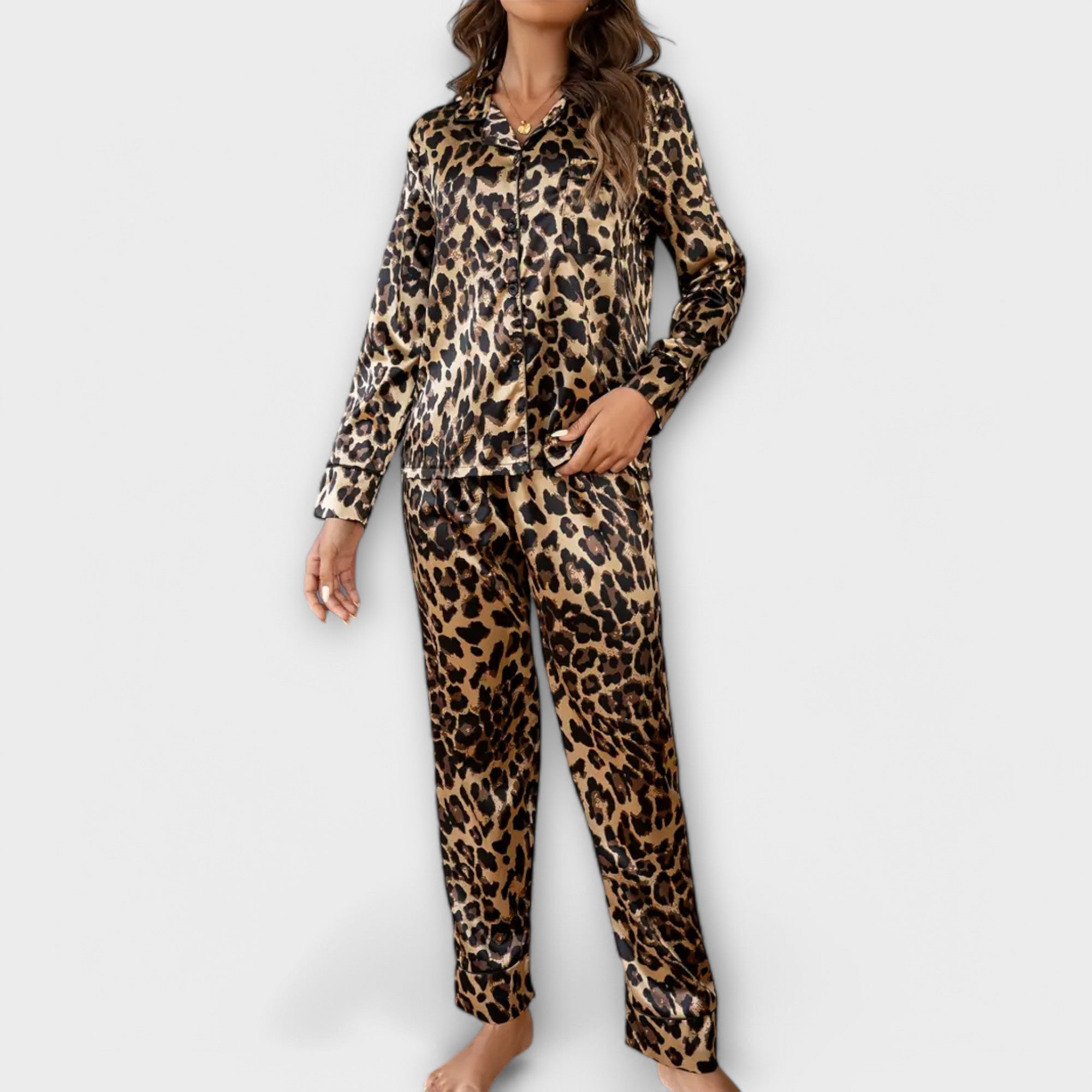Leopardprint Satijnen Pyjama Set